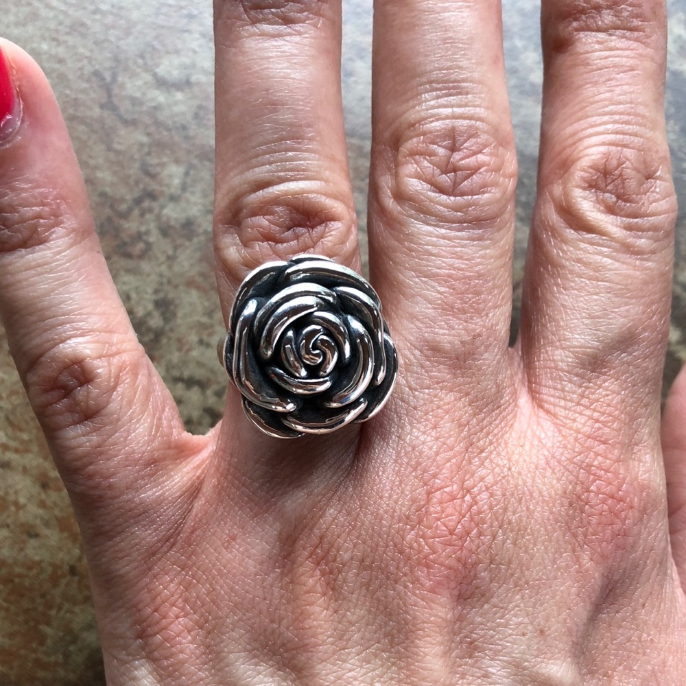 STERLING SILVER ROSE RING - Picture 3 of 7